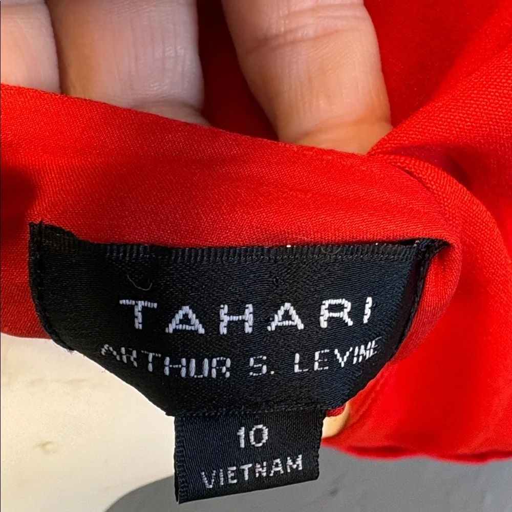 Elegant Red Sleeveless Dress TAHARI Arthur Levine size 10 above knee - Picture 5 of 9